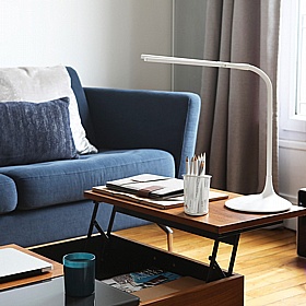 Crest White Twin LED Desk Lamp - Office Accessories