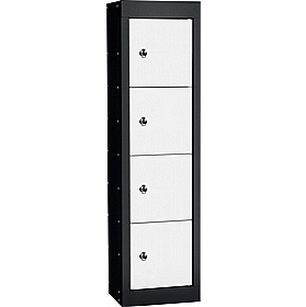 Stellar Probe Antibacterial 4 Compartment Personal Effects Lockers with Hasp and Staple Lock - Office Storage