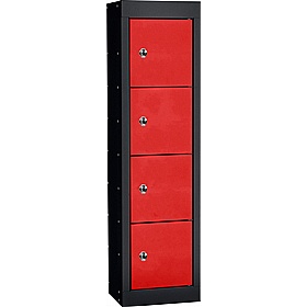 Stellar Probe Antibacterial 4 Compartment Personal Effects Lockers with Hasp and Staple Lock - Office Storage