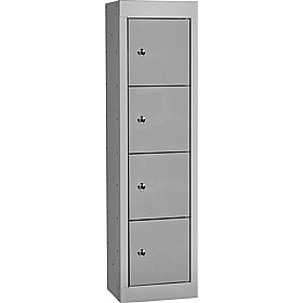 Stellar Probe Antibacterial 4 Compartment Personal Effects Lockers with Hasp and Staple Lock - Office Storage