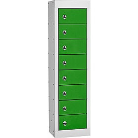 Stellar Probe Antibacterial 8 Compartment Personal Effects Lockers with Hasp and Staple Lock - Office Storage
