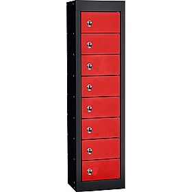 Stellar Probe Antibacterial 8 Compartment Personal Effects Lockers with Hasp and Staple Lock - Office Storage
