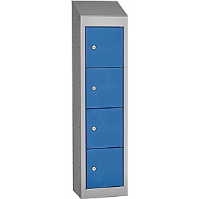 Stellar Probe Antibacterial Sloping Top 4 Compartment Personal Effects Lockers with Cam Lock - Office Storage