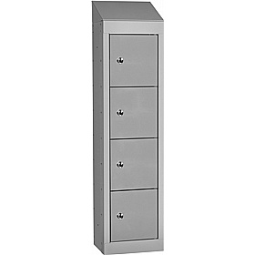 Stellar Probe Antibacterial Sloping Top 4 Compartment Personal Effects Lockers with Hasp and Staple Lock - Office Storage