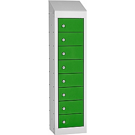 Stellar Probe Antibacterial Sloping Top 8 Compartment Personal Effects Lockers with Cam Lock - Office Storage