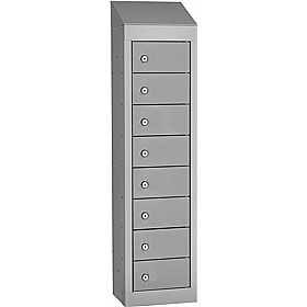 Stellar Probe Antibacterial Sloping Top 8 Compartment Personal Effects Lockers with Cam Lock - Office Storage