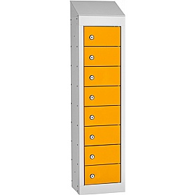 Stellar Probe Antibacterial Sloping Top 8 Compartment Personal Effects Lockers with Cam Lock - Office Storage