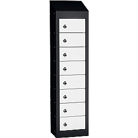 Stellar Probe Antibacterial Sloping Top 8 Compartment Personal Effects Lockers with Hasp and Staple Lock - Office Storage