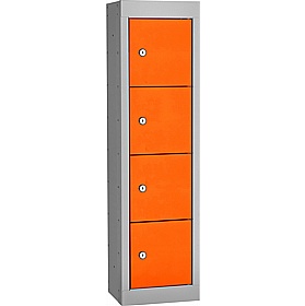 Stellar Probe Equinox Antibacterial 4 Compartment Personal Effects Lockers with Cam Lock - Office Storage