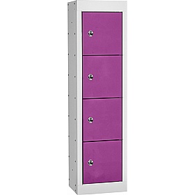 Stellar Probe Equinox Antibacterial 4 Compartment Personal Effects Lockers with Hasp and Staple Lock - Office Storage