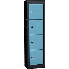 Stellar Probe Equinox Antibacterial 4 Compartment Personal Effects Lockers with Hasp and Staple Lock - Office Storage