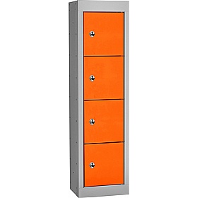 Stellar Probe Equinox Antibacterial 4 Compartment Personal Effects Lockers with Hasp and Staple Lock - Office Storage