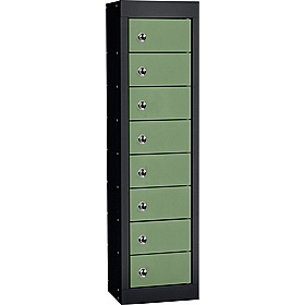 Stellar Probe Equinox Antibacterial 8 Compartment Personal Effects Lockers with Hasp and Staple Lock - Office Storage