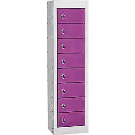 Stellar Probe Equinox Antibacterial 8 Compartment Personal Effects Lockers with Hasp and Staple Lock - Office Storage
