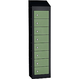 Stellar Probe Equinox Antibacterial Sloping Top 8 Compartment Personal Effects Lockers with Cam Lock