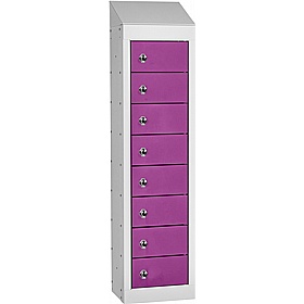 Stellar Probe Equinox Antibacterial Sloping Top 8 Compartment Personal Effects Lockers with Hasp and Staple Lock - Office Storage