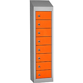 Stellar Probe Equinox Antibacterial Sloping Top 8 Compartment Personal Effects Lockers with Hasp and Staple Lock - Office Storage