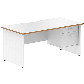 Oslo Rectangular Panel End Office Desks With Single Fixed Drawers