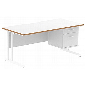 Oslo Rectangular Cantilever Office Desks With Single Fixed Drawers