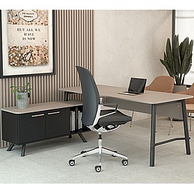 Serenity Executive L-Shaped Office Desk with Open Combination Storage