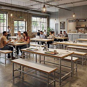 Scaffold Indoor Dining Table and Bench Set