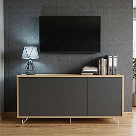 Boss Design Contract 3 Door Desk High Credenza with Wire Feet