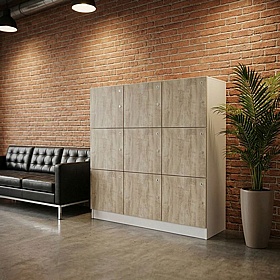 Unified Duo 9 Person Wooden Office Lockers