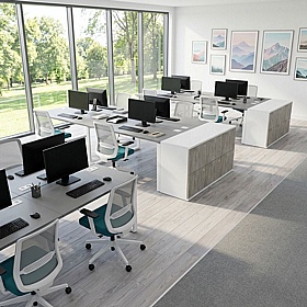 Unified Duo 6 Person Desk End Wooden Office Lockers