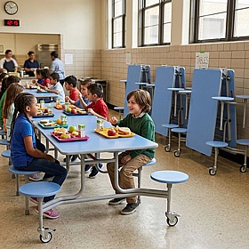 GoRoll 8 Seat Rectangular Mobile Folding School Dining Tables