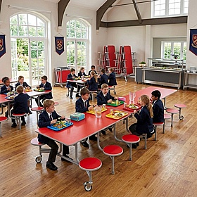 GoRoll 16 Seat Rectangular Mobile Folding School Dining Tables