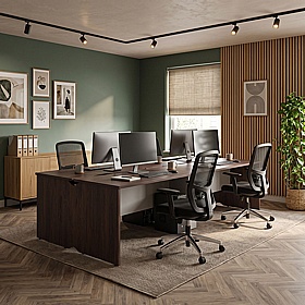 Lignu 4 Person Panel End Rectangular Back to Back Bench Desks