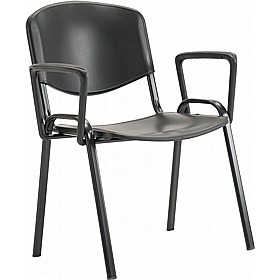 Swift ISO Black Frame Canteen Chairs with Arms (Pack of 4)