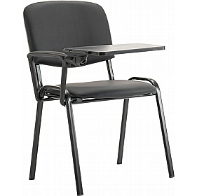 Swift ISO Antibacterial Vinyl Black Frame Conference / Visitor Chairs with Writing Tablet (Pack of 4)