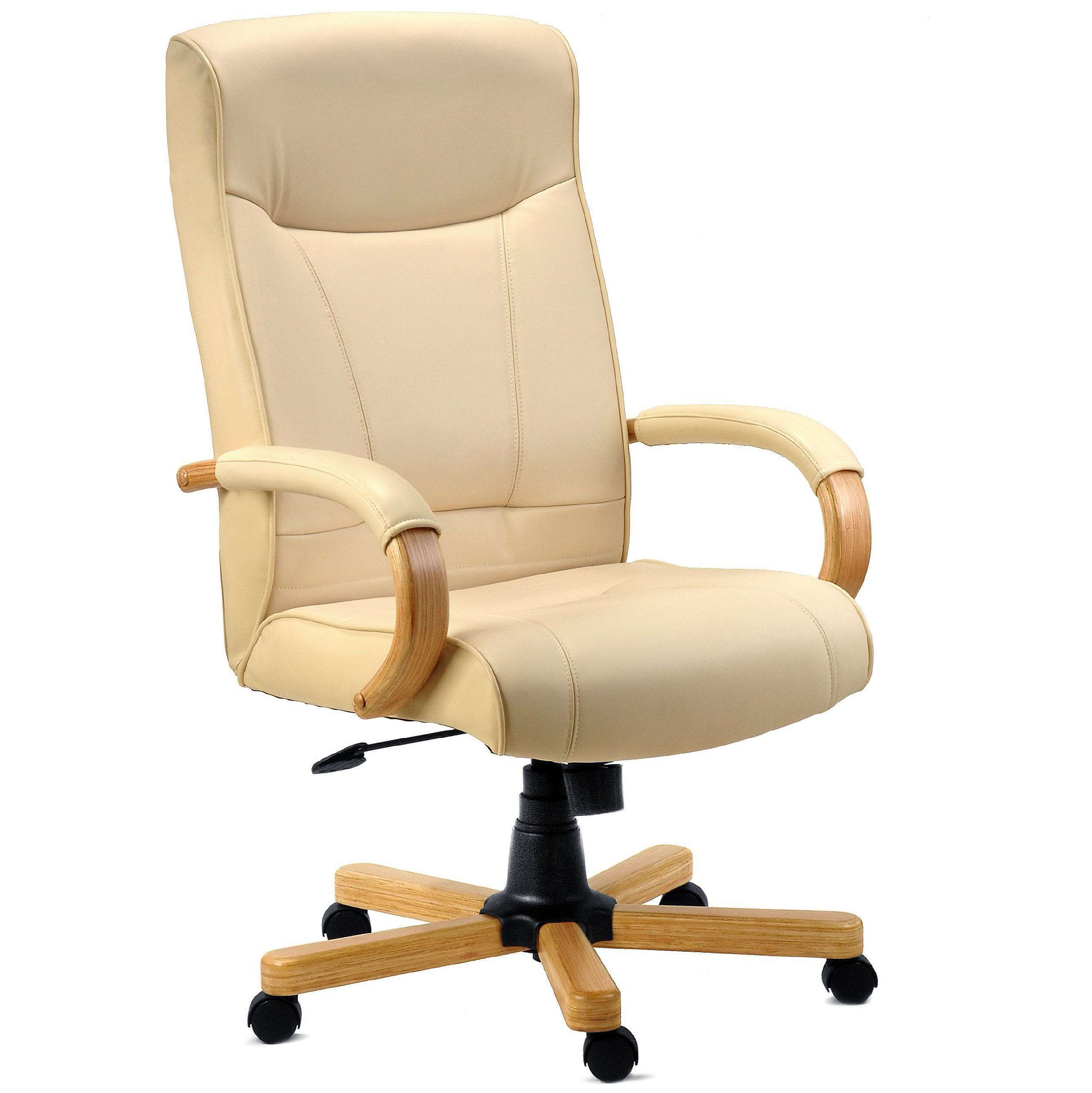 Cream leather desk chair discount