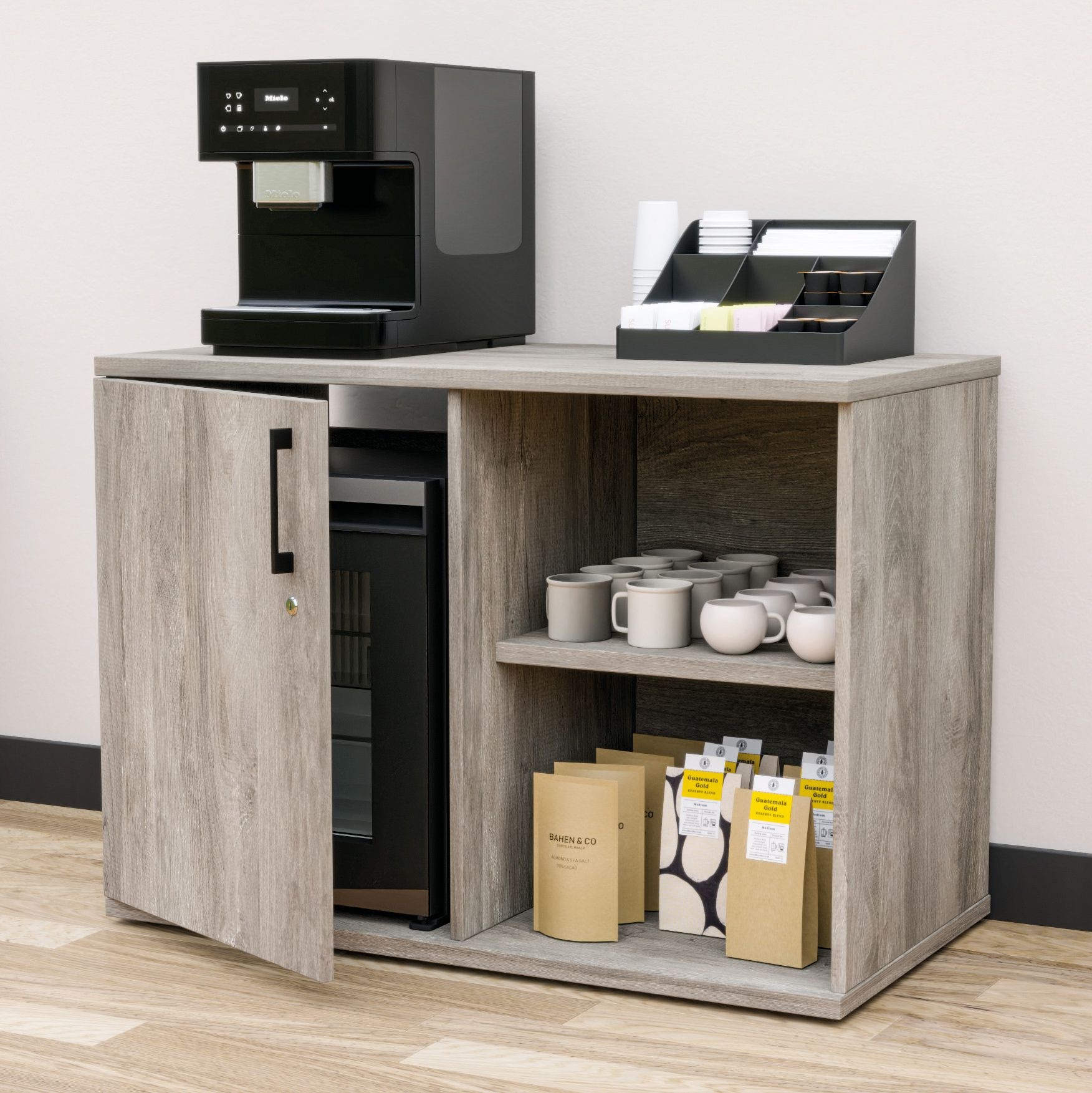 Unified Compact Fridge Credenza Unit from our Office Cupboards range.